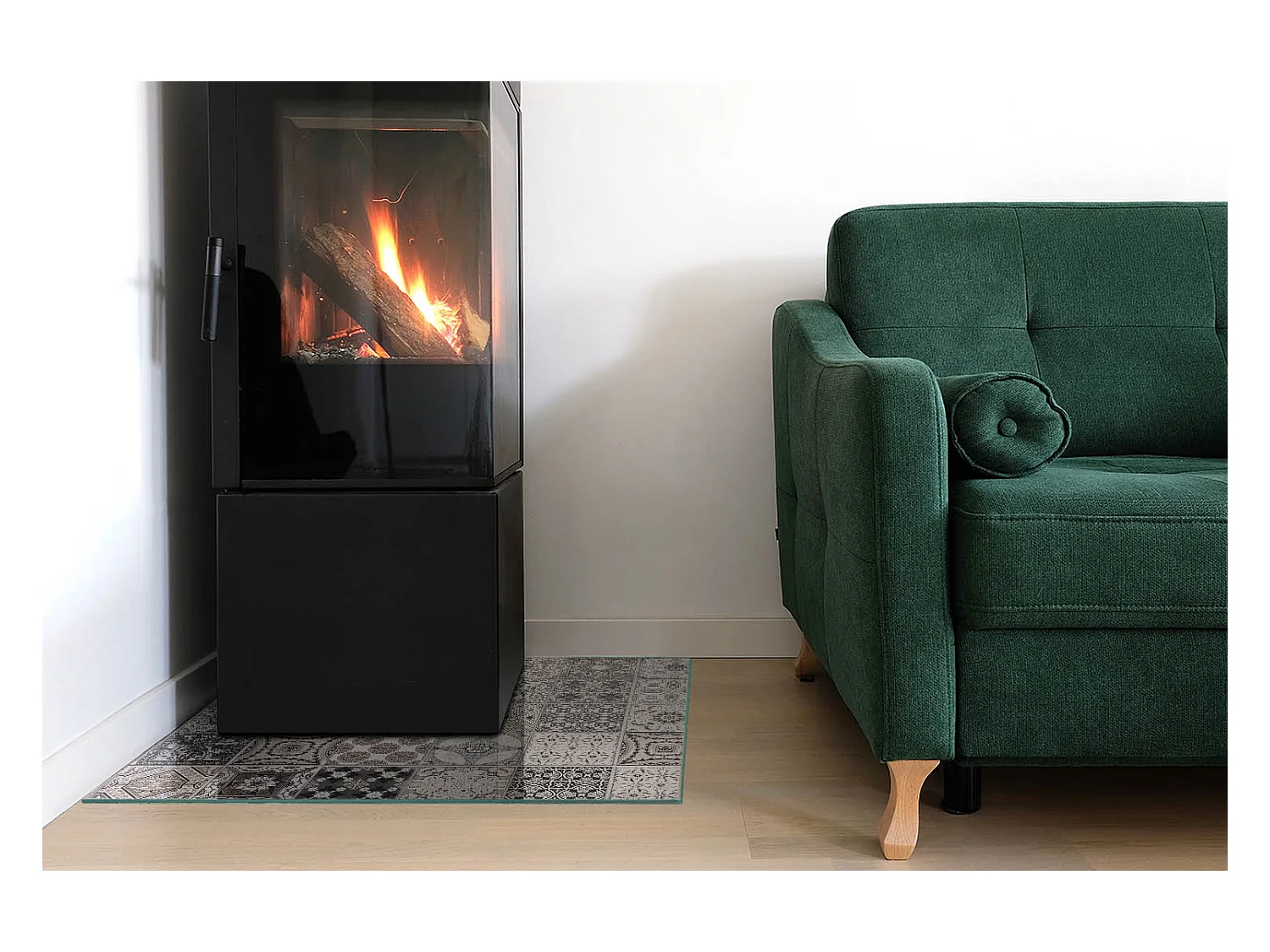 Plaque de sol en verre pour poêle - Carré - 60x60 - Modèles de carreaux décoratifs