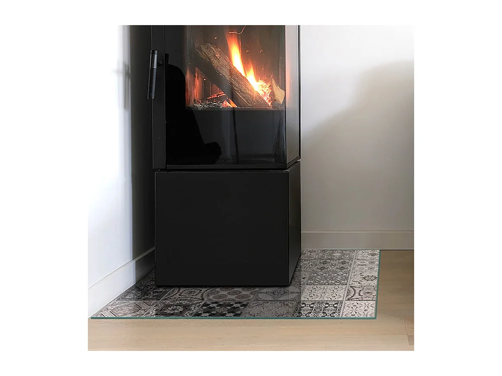 Plaque de sol en verre pour poêle - Carré - 60x60 - Modèles de carreaux décoratifs