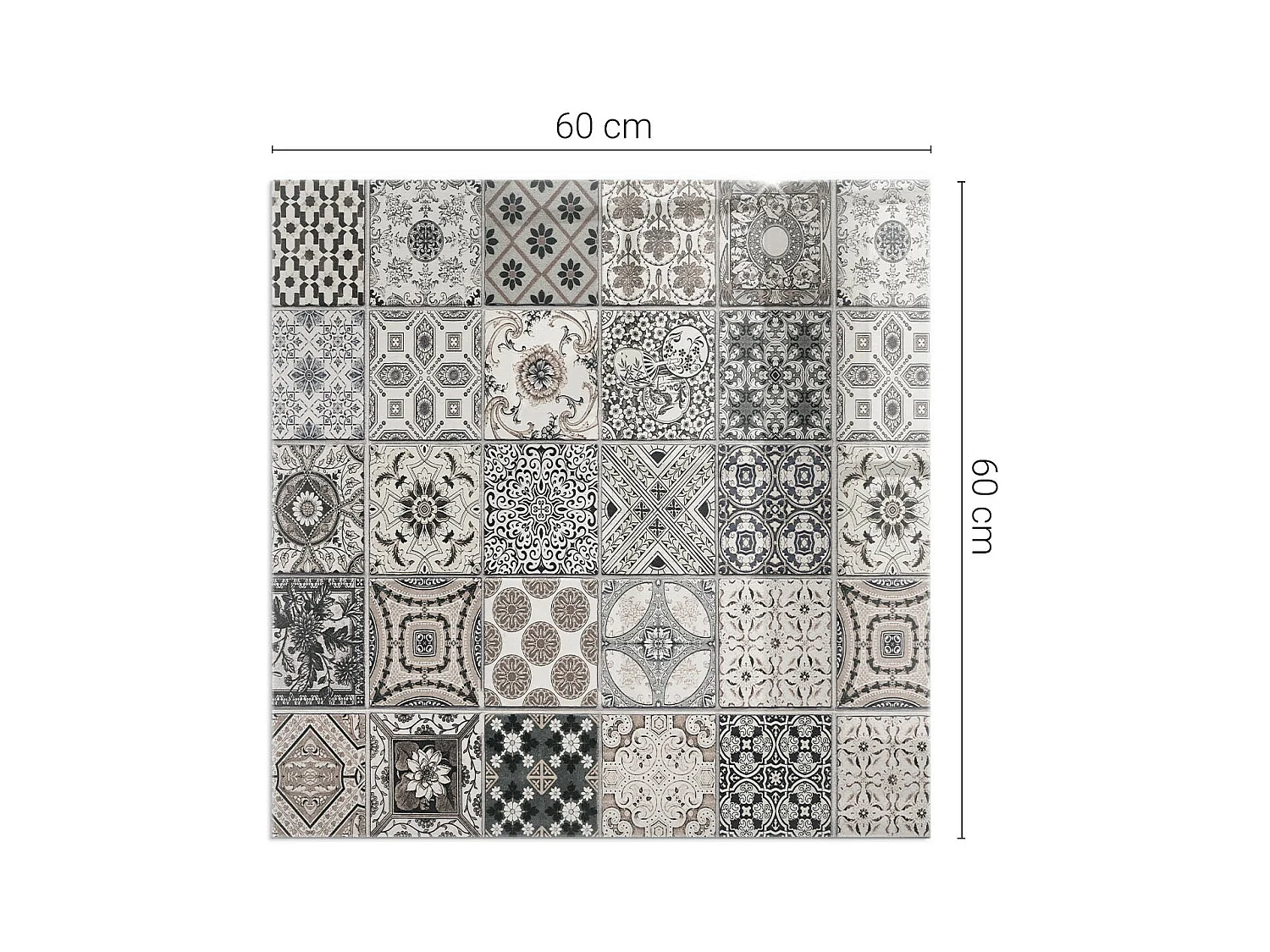 Plaque de sol en verre pour poêle - Carré - 60x60 - Modèles de carreaux décoratifs
