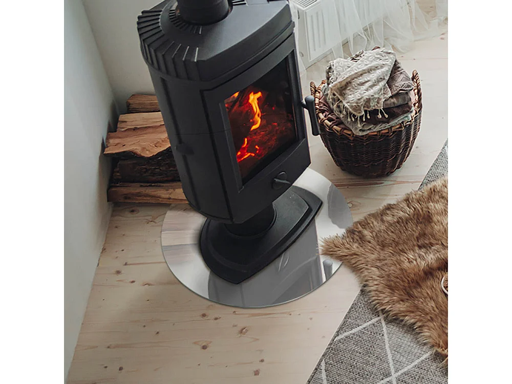 Glasplatte zum Schutz vor Funkenflug, Kaminauflage - Rad - 50x50 - Elfenbeinfarbe