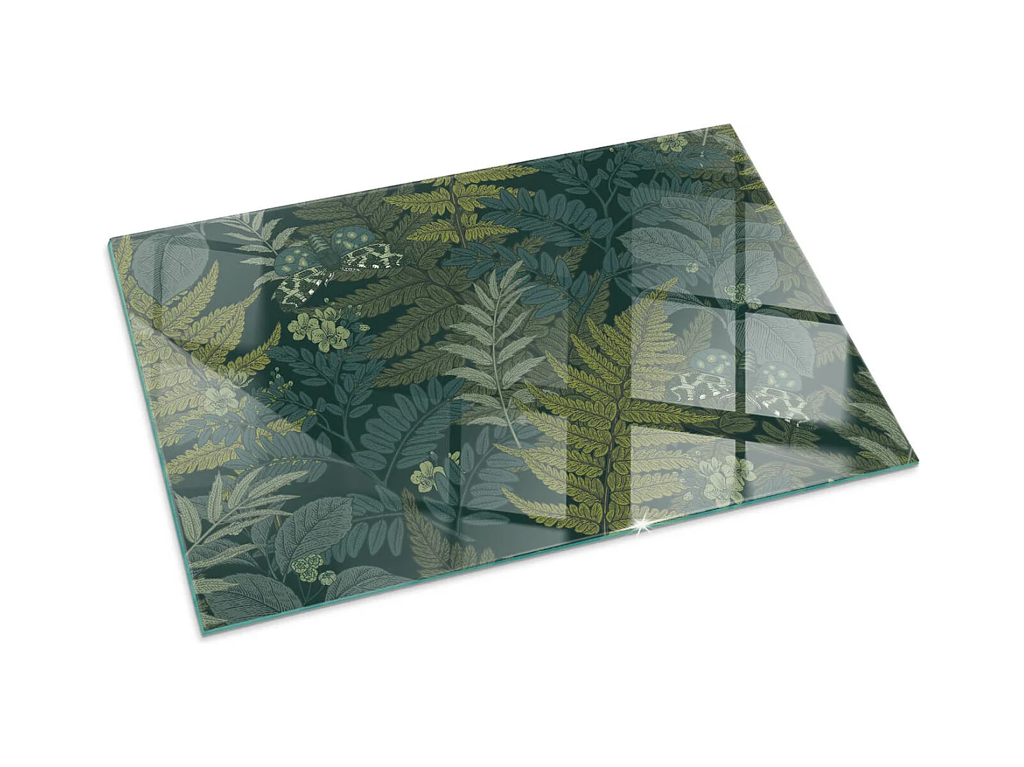 Plaque de sol en verre pour poêle - Rectangle - 100x70 - Motifs végétaux avec papillons