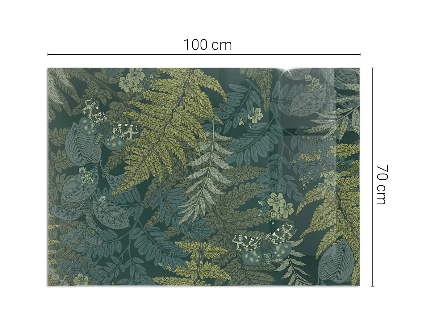 Plaque de sol en verre pour poêle - Rectangle - 100x70 - Motifs végétaux avec papillons