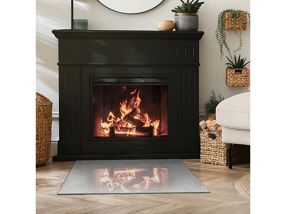 Glasplatte zum Schutz vor Funkenflug, Kaminauflage - Rechteck - 80x60 - Dekoratives Mosaikmuster