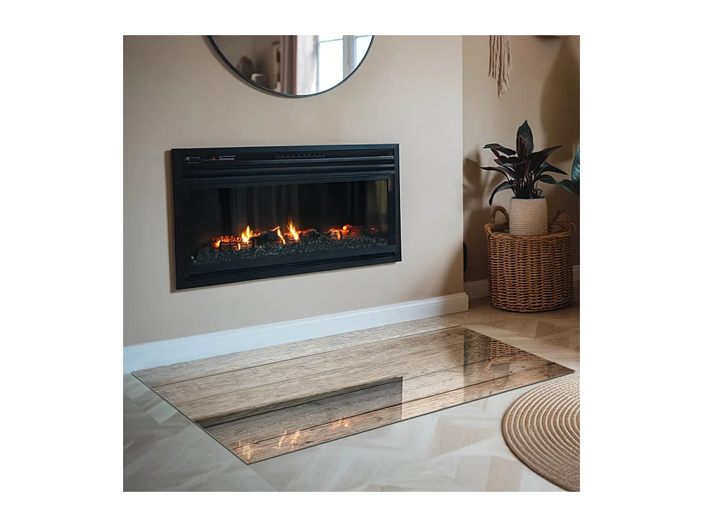 Glasplatte zum Schutz vor Funkenflug, Kaminauflage - Rechteck - 120x80 - Textur von Holzbrettern