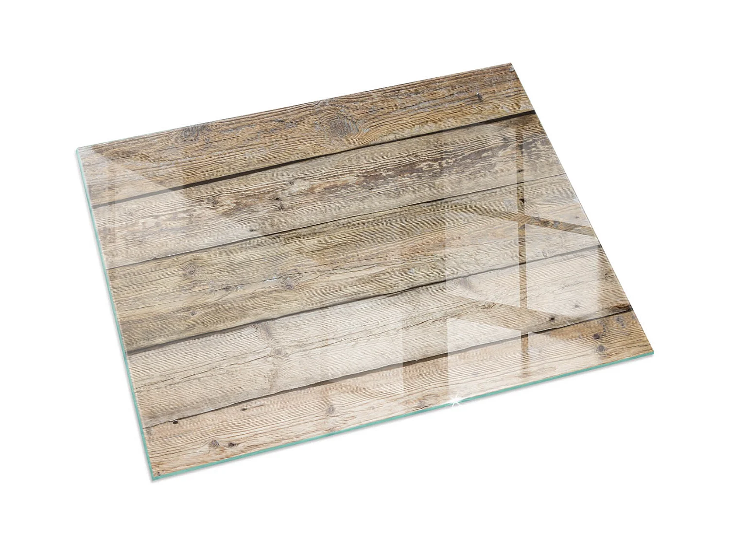 Plaque de sol en verre pour poêle - Rectangle - 120x80 - Texture des planches de bois