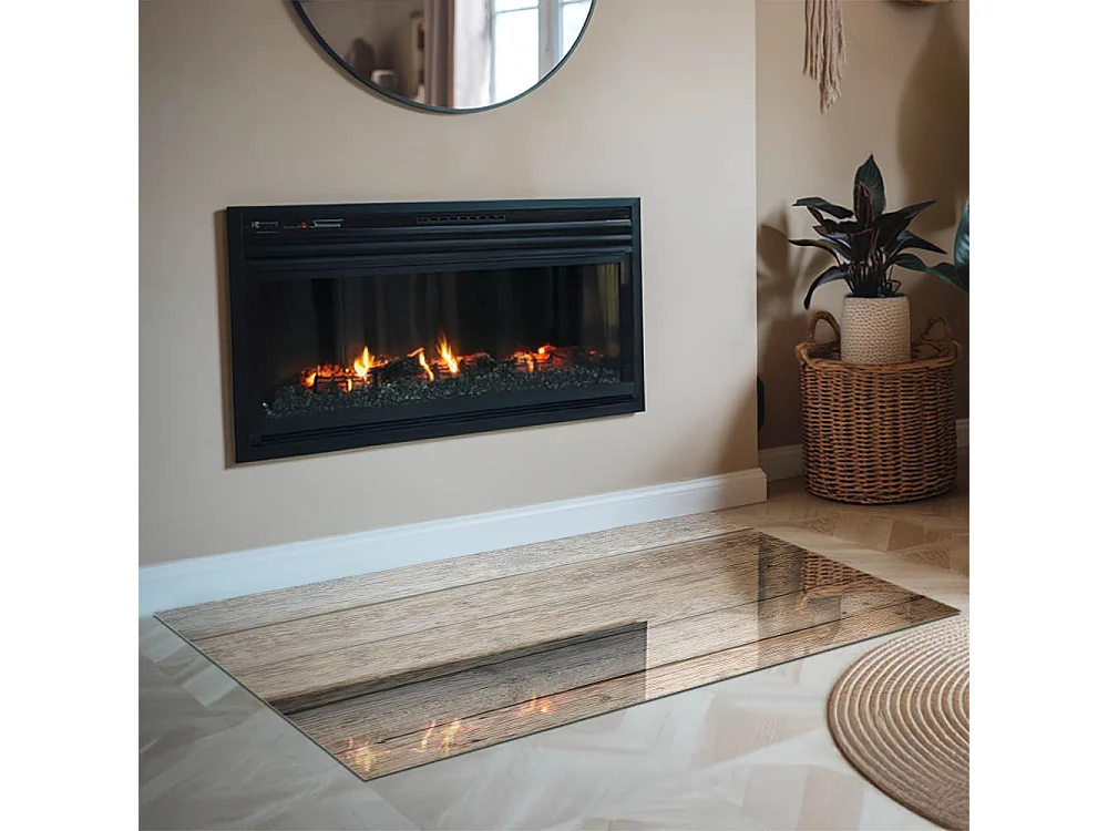 Glasplatte zum Schutz vor Funkenflug, Kaminauflage - Rechteck - 120x80 - Textur von Holzbrettern