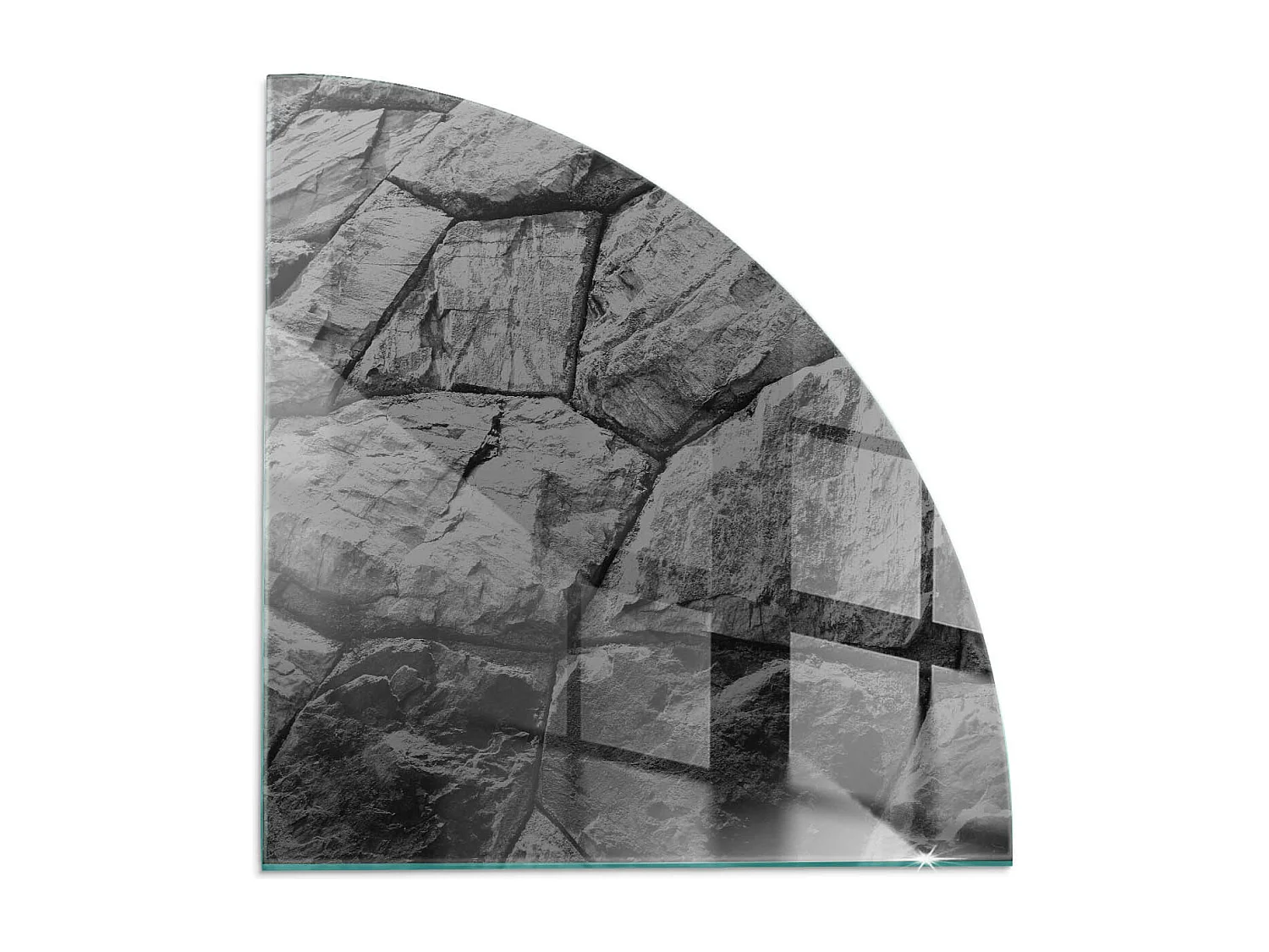 Glasplatte zum Schutz vor Funkenflug, Kaminauflage - Ein Viertel - 1/4 100x100 - Natursteinmuster