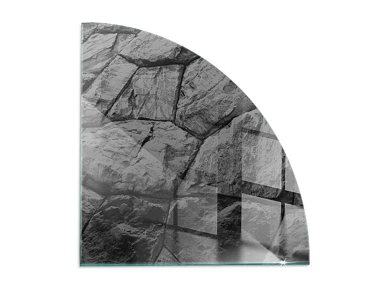 Glasplatte zum Schutz vor Funkenflug, Kaminauflage - Ein Viertel - 1/4 100x100 - Natursteinmuster