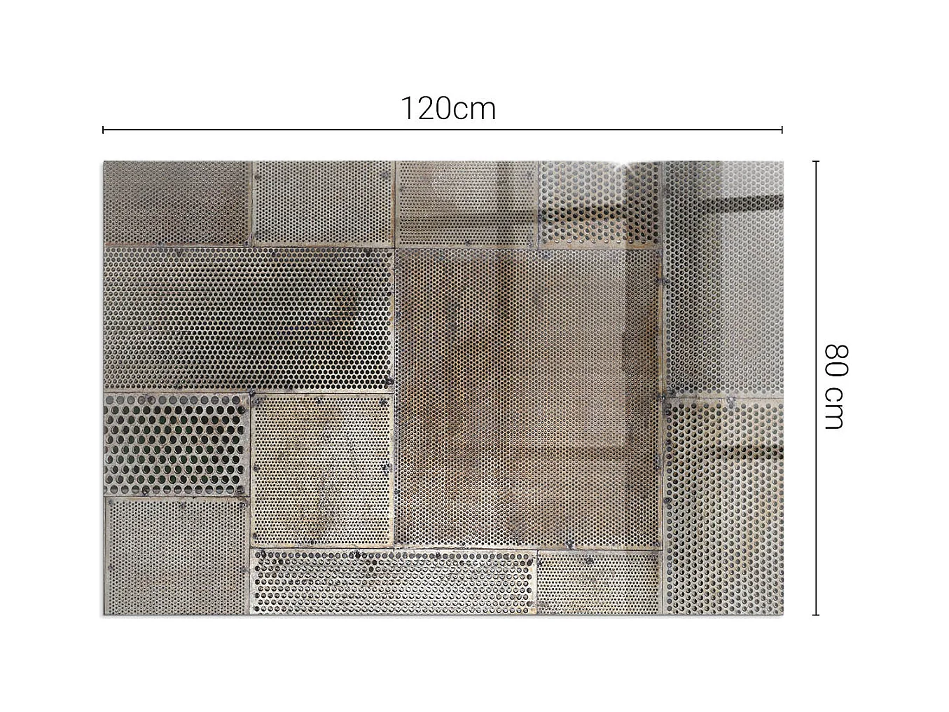 Glasplatte zum Schutz vor Funkenflug, Kaminauflage - Rechteck - 120x80 - Muster aus perforiertem Blech