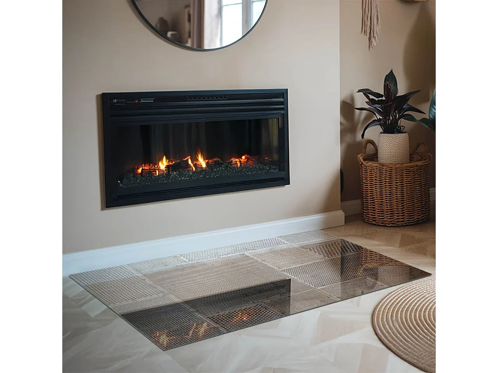 Plaque de sol en verre pour poêle - Rectangle - 120x80 - Modèle de tôle perforée