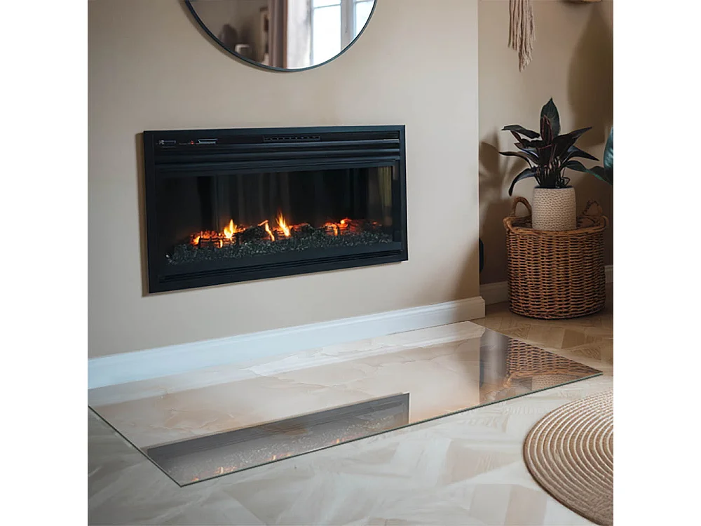 Vloerplaat voor houtkachel, onder open haard - Rechthoek - 140x70 - Patroon van natuursteen