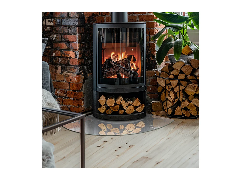 Plaque de sol en verre pour poêle - Un quart - 1/4 100x100 - Couleur Gris clair