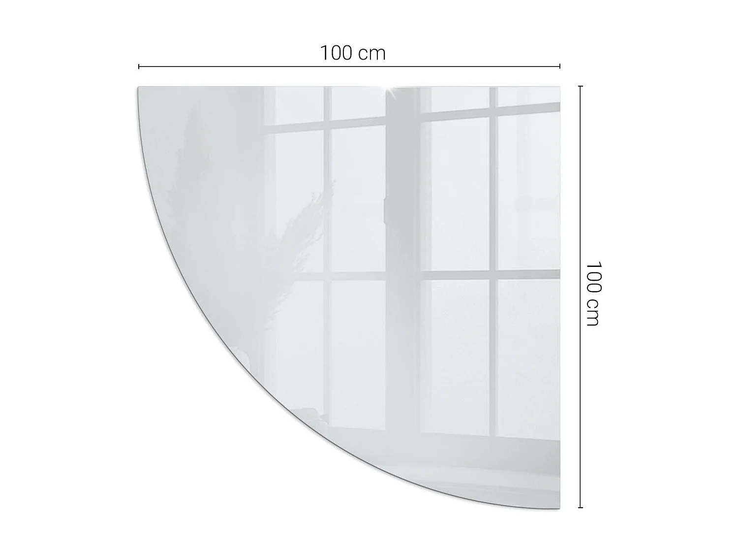 Glasplatte zum Schutz vor Funkenflug, Kaminauflage - Ein Viertel - 1/4 100x100 - Farbe Hellgrau