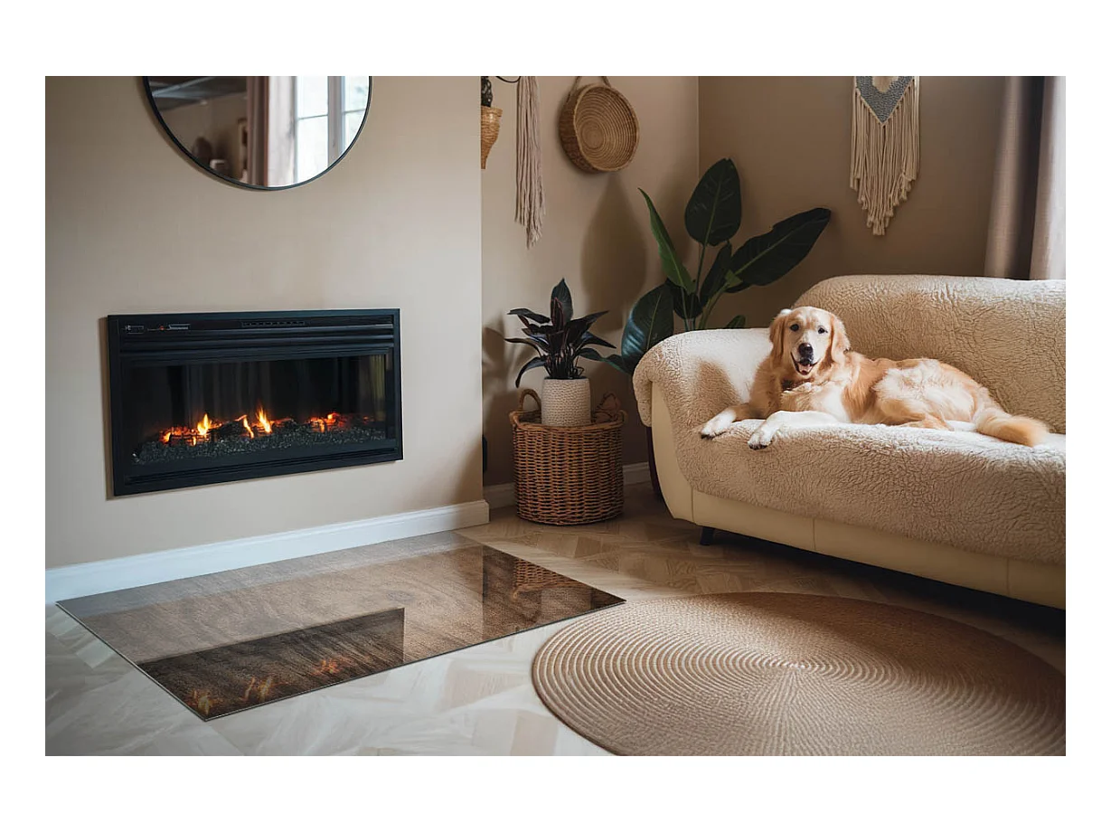 Vloerplaat voor houtkachel, onder open haard - Rechthoek - 120x80 - Natuurlijk houtpatroon