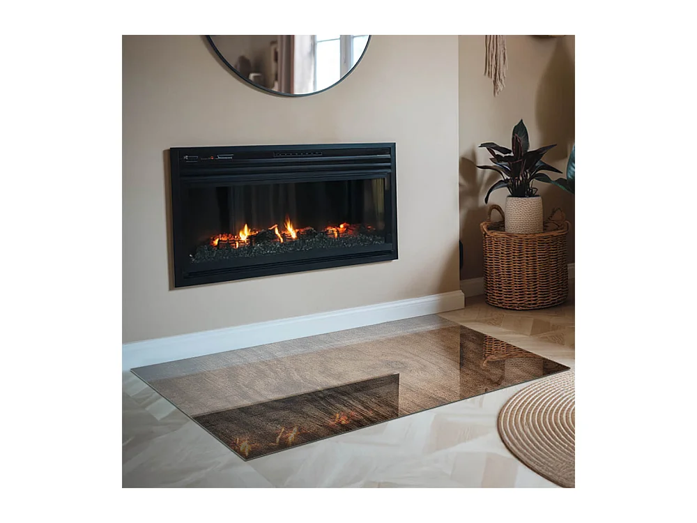 Vloerplaat voor houtkachel, onder open haard - Rechthoek - 120x80 - Natuurlijk houtpatroon