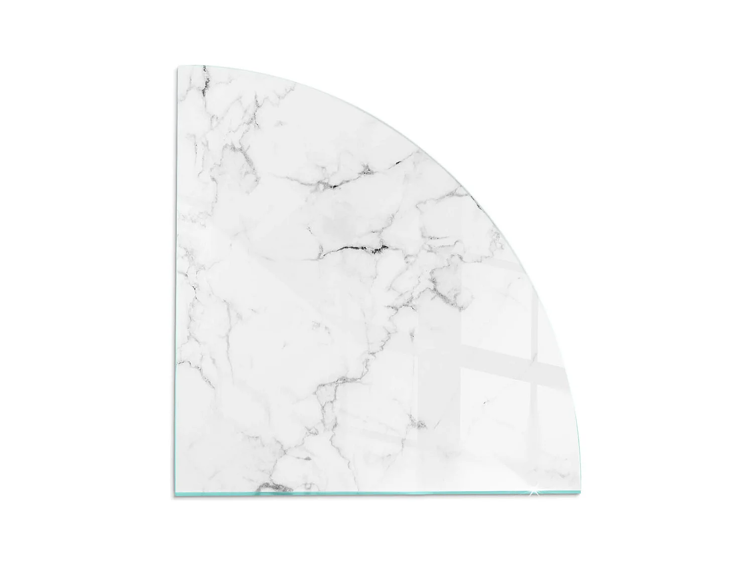 Plaque de sol en verre pour poêle - Un quart - 1/4 100x100 - Modèle de marbre avec des veines