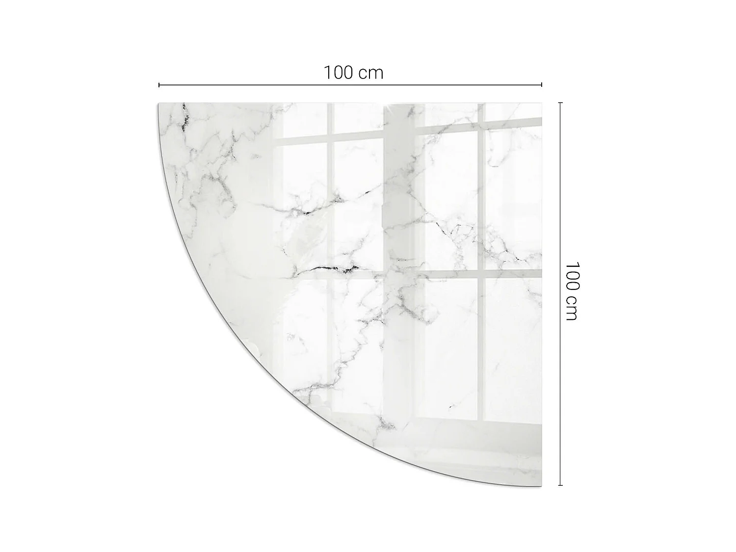 Plaque de sol en verre pour poêle - Un quart - 1/4 100x100 - Modèle de marbre avec des veines