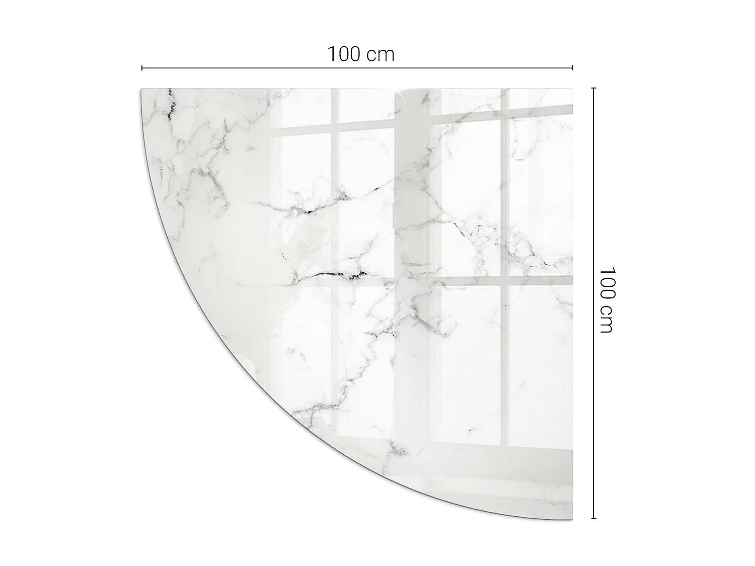 Glasplatte zum Schutz vor Funkenflug, Kaminauflage - Ein Viertel - 1/4 100x100 - Marmormuster mit Adern