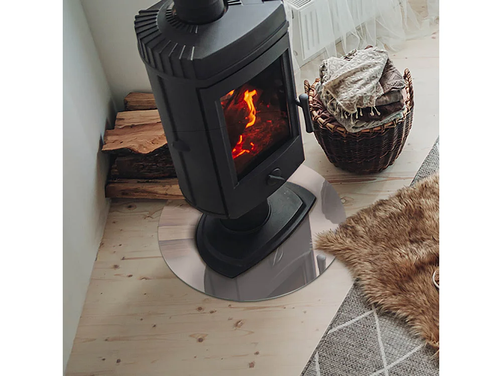 Glasplatte zum Schutz vor Funkenflug, Kaminauflage - Rad - 50x50 - Farbe Blassrosa