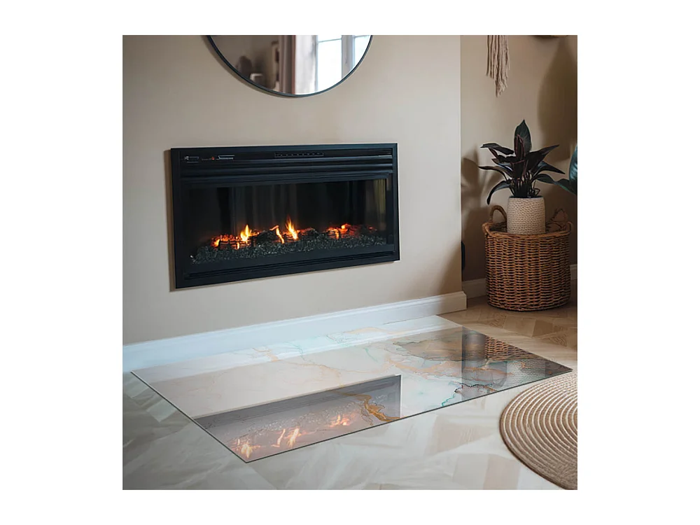 Glasplatte zum Schutz vor Funkenflug, Kaminauflage - Rechteck - 120x80 - Abstraktes fließendes Muster