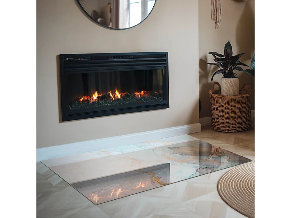 Glasplatte zum Schutz vor Funkenflug, Kaminauflage - Rechteck - 120x80 - Abstraktes fließendes Muster