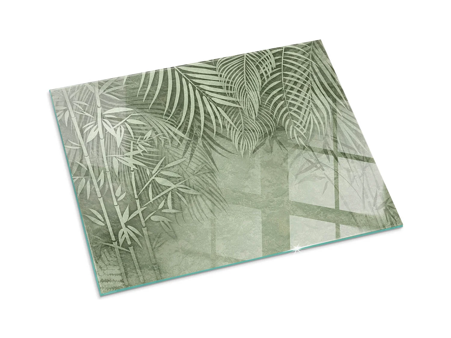 Glasplatte zum Schutz vor Funkenflug, Kaminauflage - Rechteck - 80x60 - Pflanzenmotive mit Schmetterlingen