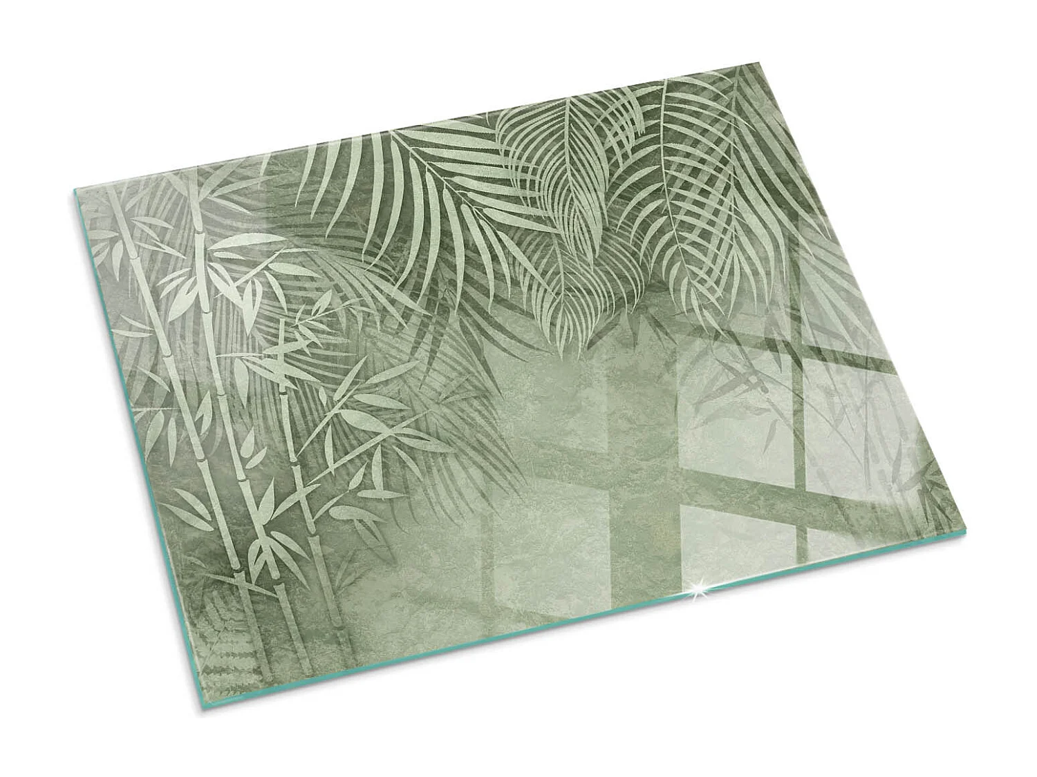 Plaque de sol en verre pour poêle - Rectangle - 80x60 - Motifs végétaux avec papillons