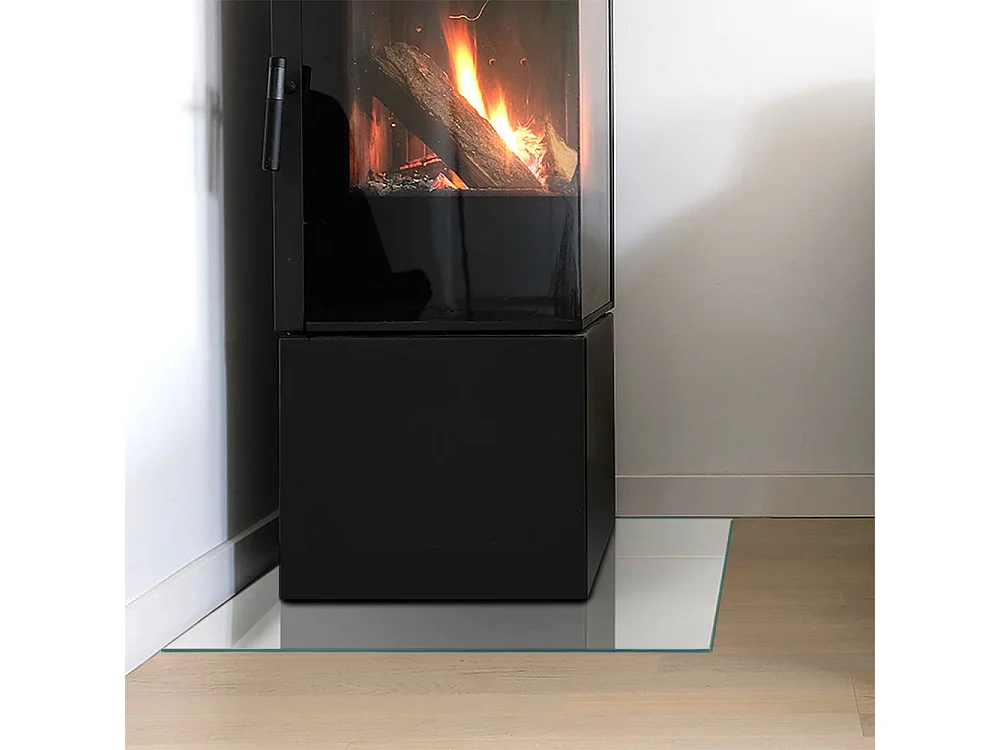 Glasplatte zum Schutz vor Funkenflug, Kaminauflage - Quadrat - 50x50 - Farbe Grau