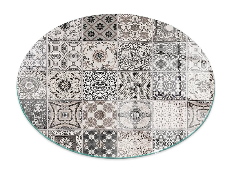 Vloerplaat voor houtkachel, onder open haard - Wiel - 60x60 - Decoratieve tegelpatronen