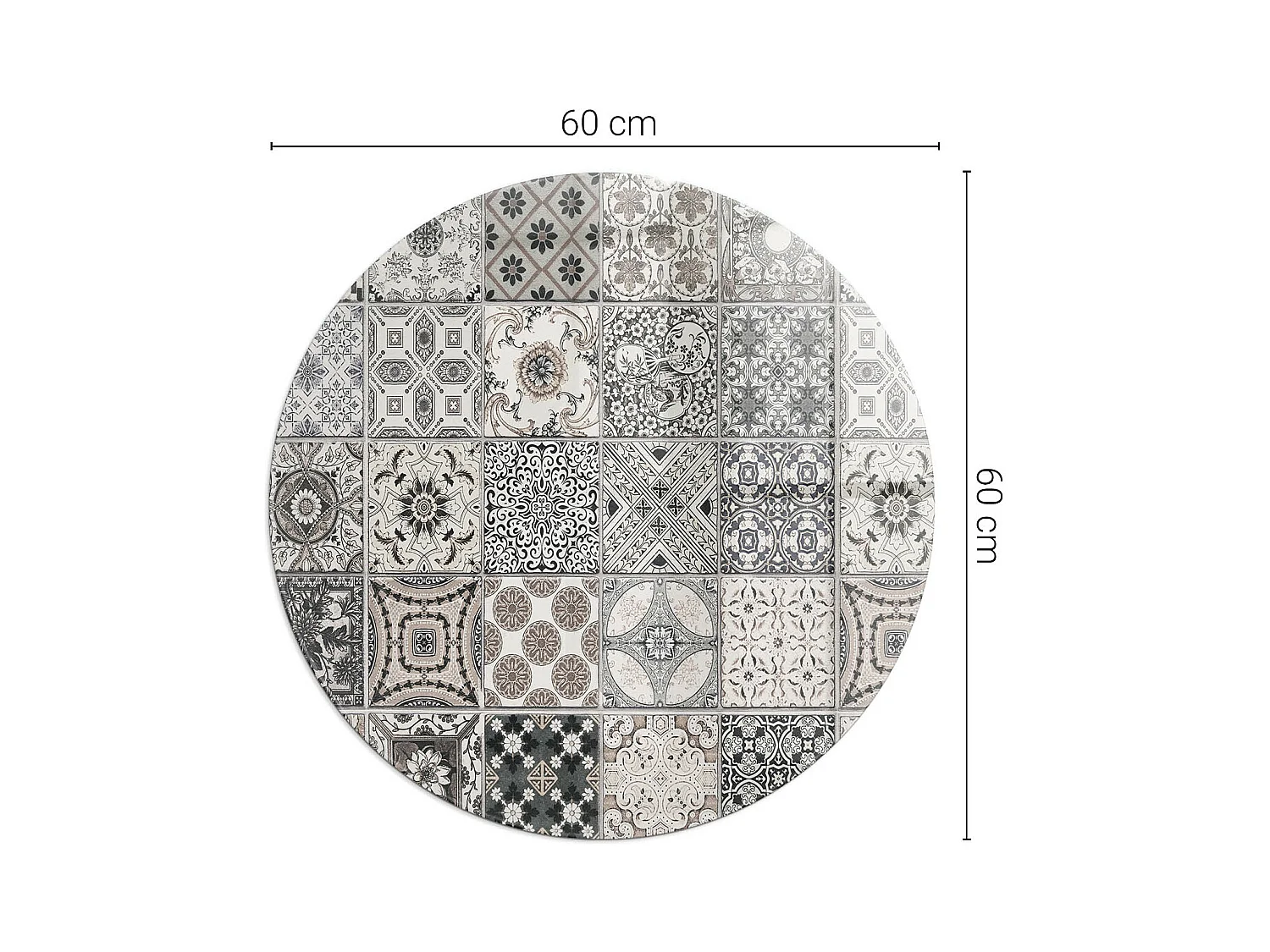 Plaque de sol en verre pour poêle - Roue - 60x60 - Modèles de carreaux décoratifs