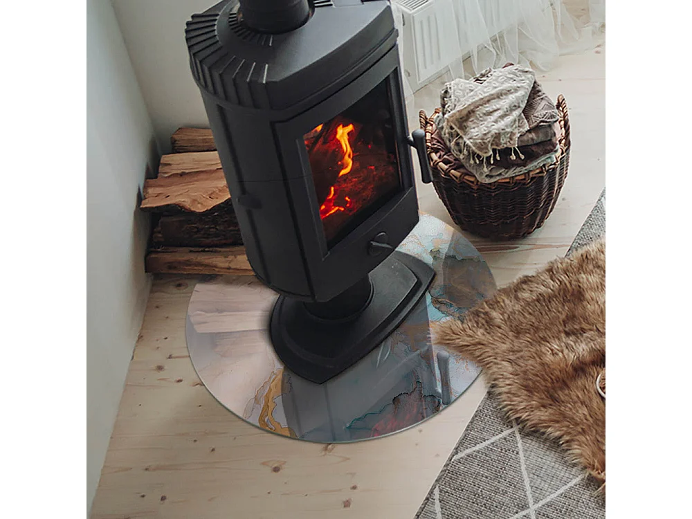 Vetro per camino, vetro di protezione per il soggiorno- Ruota - 60x60 - Patrón fluido abstracto