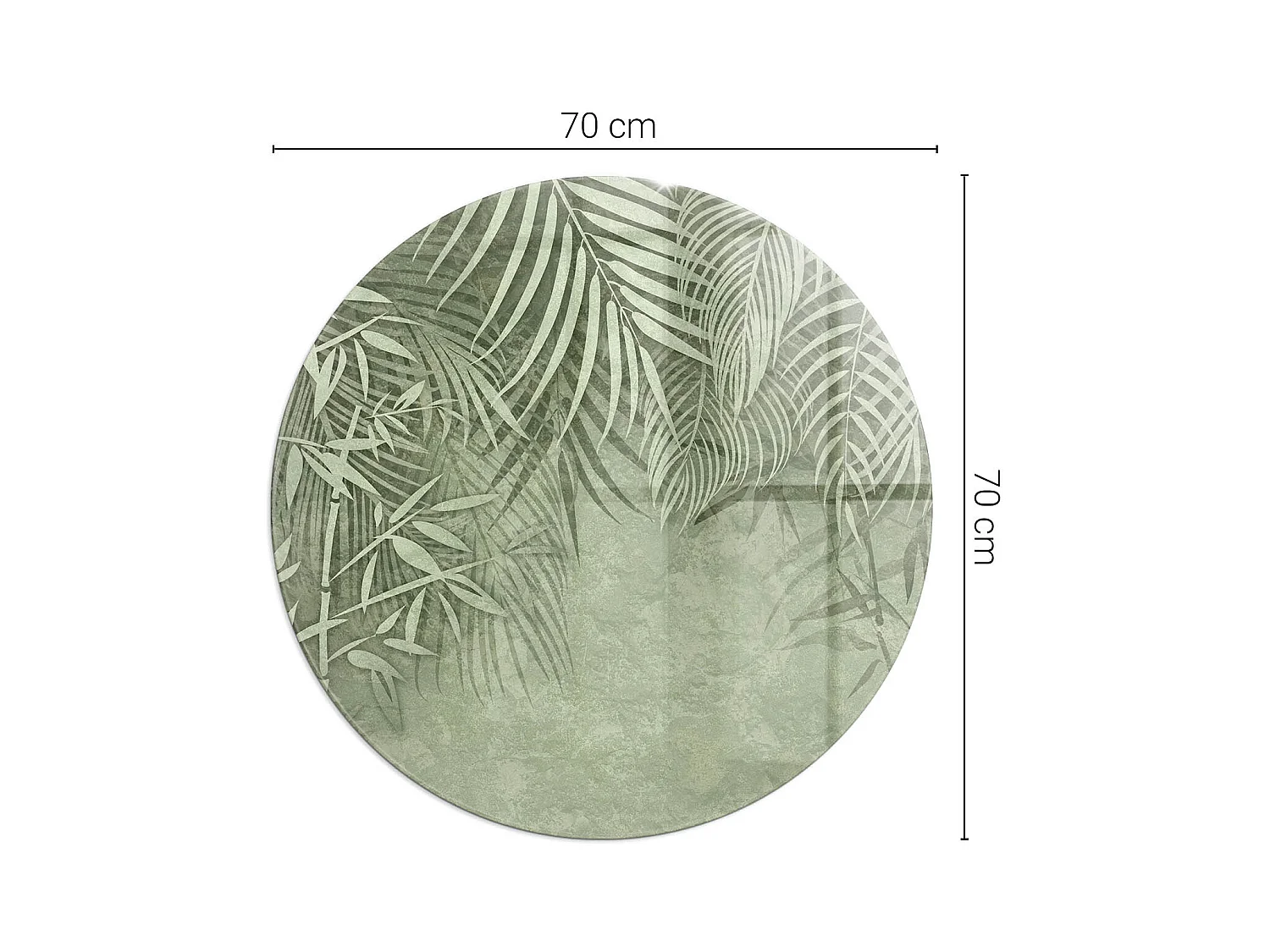 Glasplatte zum Schutz vor Funkenflug, Kaminauflage - Rad - 70X70 - Tropische Blätter im Hintergrund