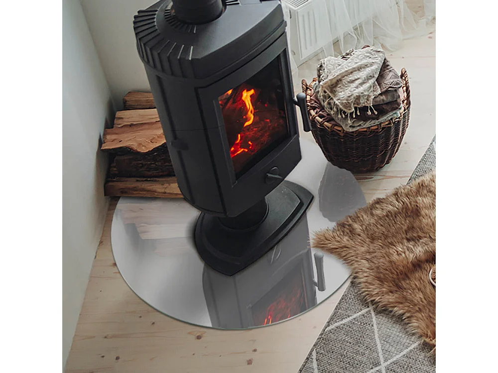 Glasplatte zum Schutz vor Funkenflug, Kaminauflage - Rad - 70X70 - Farbe Grau