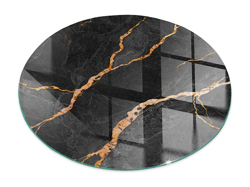 Glasplatte zum Schutz vor Funkenflug, Kaminauflage - Rad - 60x60 - Eleganter Marmor mit Adern