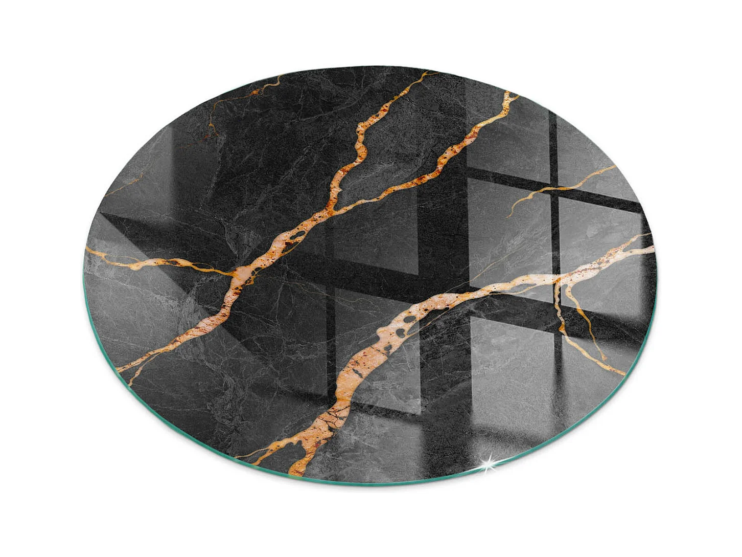 Glasplatte zum Schutz vor Funkenflug, Kaminauflage - Rad - 60x60 - Eleganter Marmor mit Adern