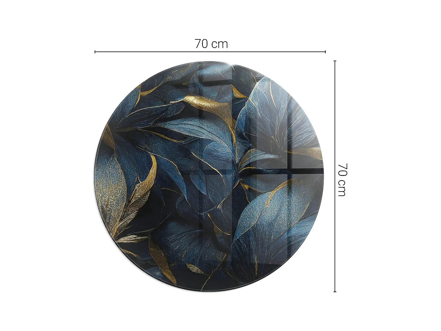 Plaque de sol en verre pour poêle - Roue - 70X70 - Feuilles élégantes en texture