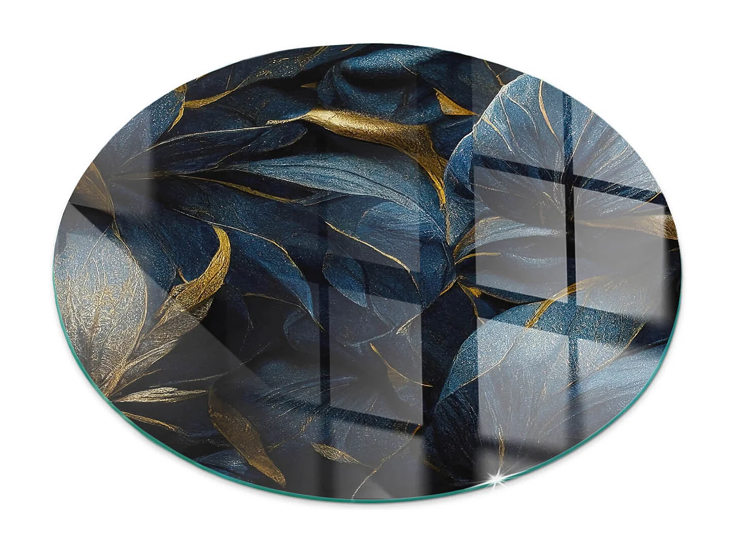Glasplatte zum Schutz vor Funkenflug, Kaminauflage - Rad - 70X70 - Elegante Blätter in der Textur