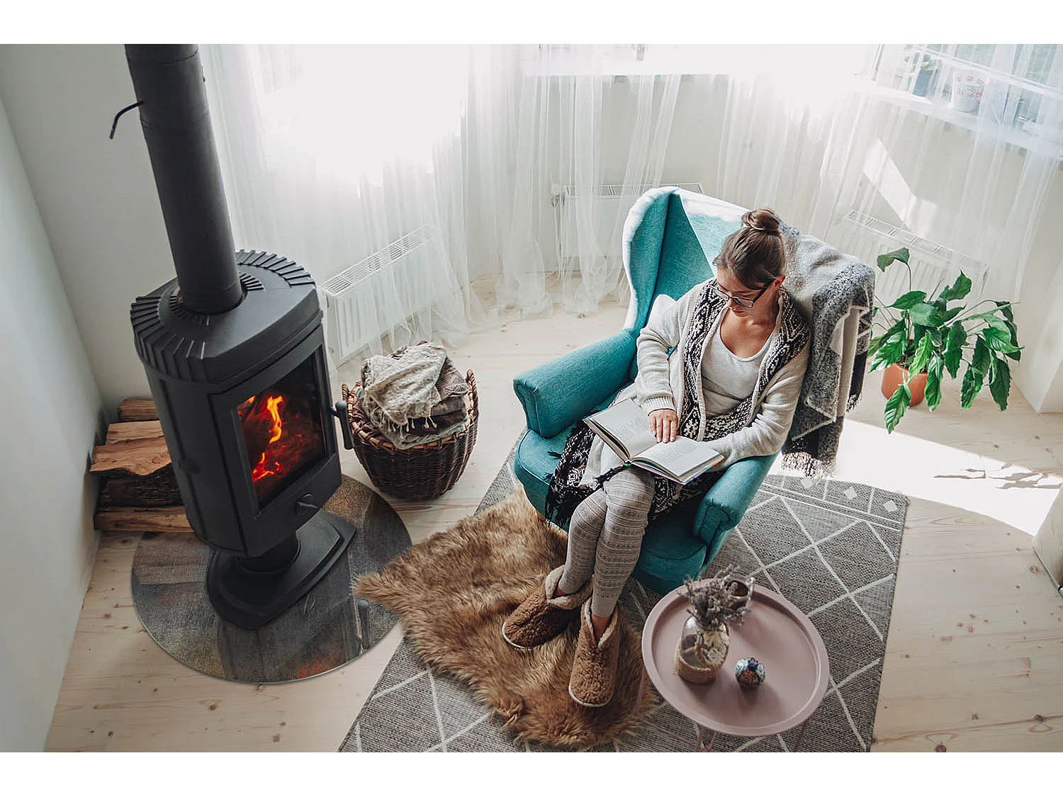 Glasplatte zum Schutz vor Funkenflug, Kaminauflage - Rad - 60x60 - Abstraktes Strukturmuster