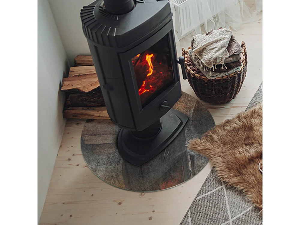 Glasplatte zum Schutz vor Funkenflug, Kaminauflage - Rad - 60x60 - Abstraktes Strukturmuster