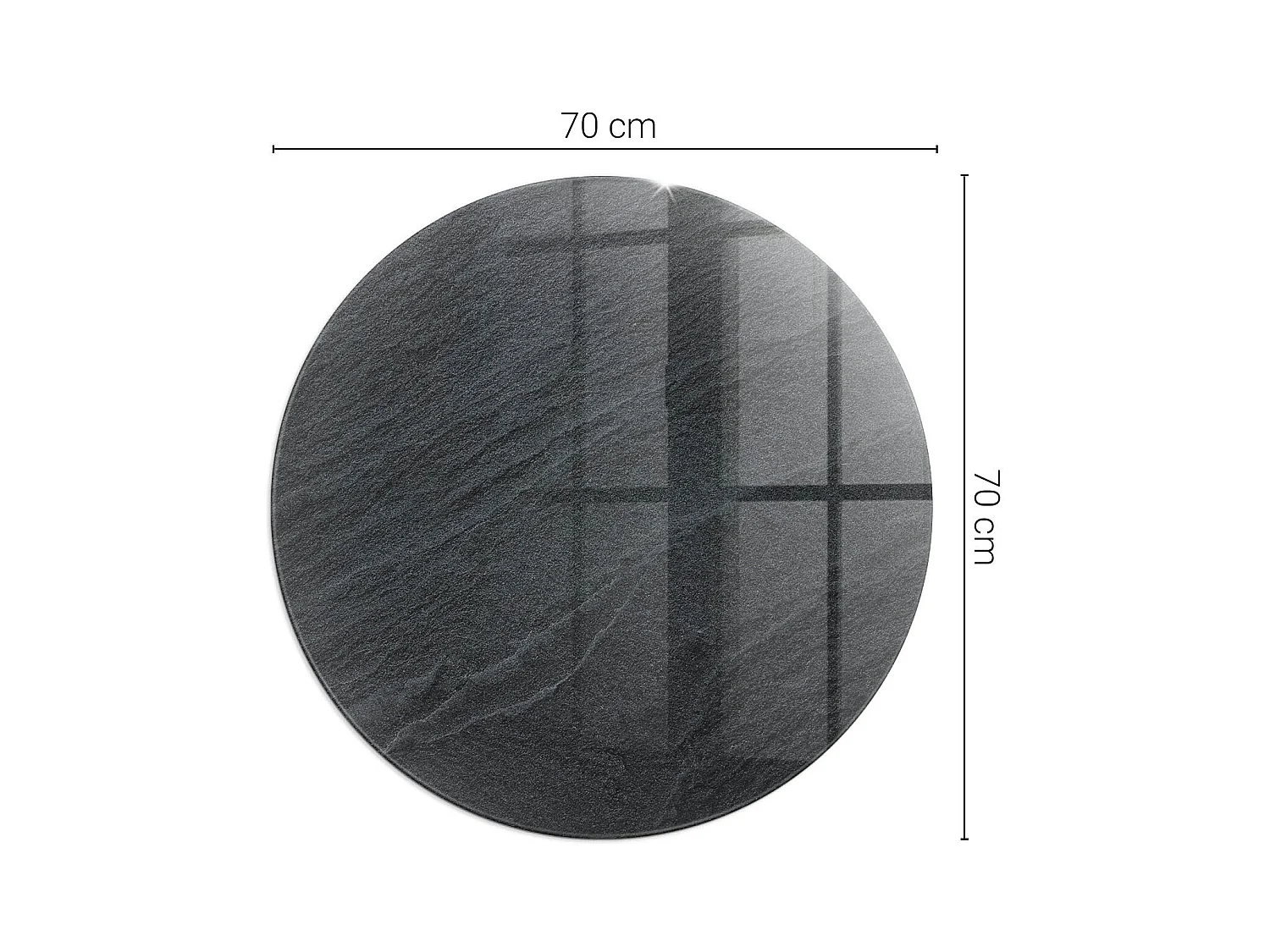 Plaque de sol en verre pour poêle - Roue - 70X70 - Texture de pierre naturelle