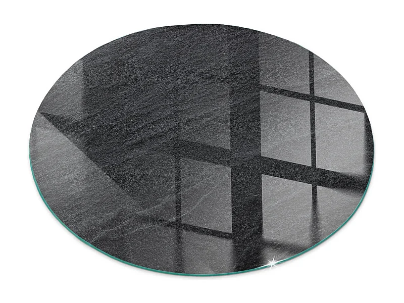 Glasplatte zum Schutz vor Funkenflug, Kaminauflage - Rad - 70X70 - Natursteinstruktur