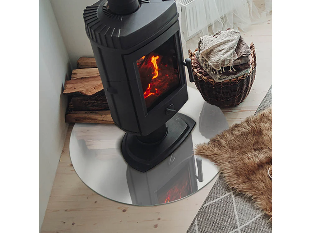 Glasplatte zum Schutz vor Funkenflug, Kaminauflage - Rad - 70X70 - Elfenbeinfarbe