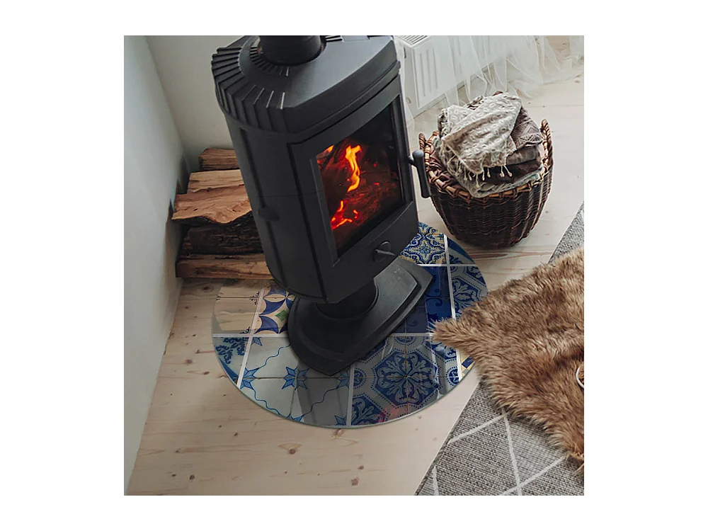 Plaque de sol en verre pour poêle - Roue - 60x60 - Modèles de carreaux de céramique