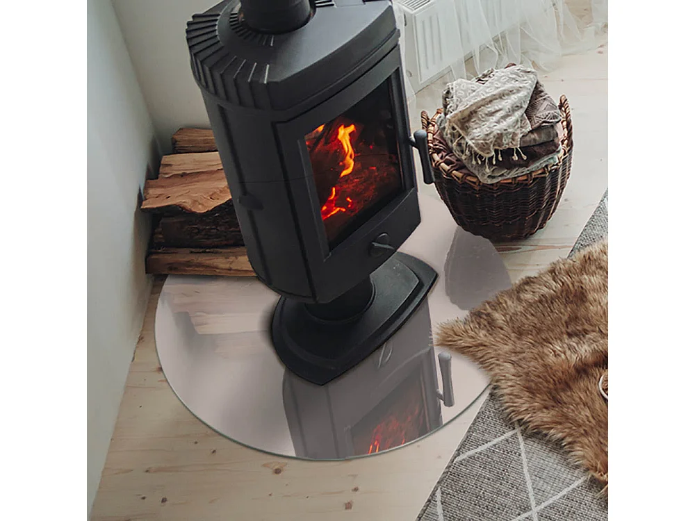 Glasplatte zum Schutz vor Funkenflug, Kaminauflage - Rad - 70X70 - Farbe Blassrosa