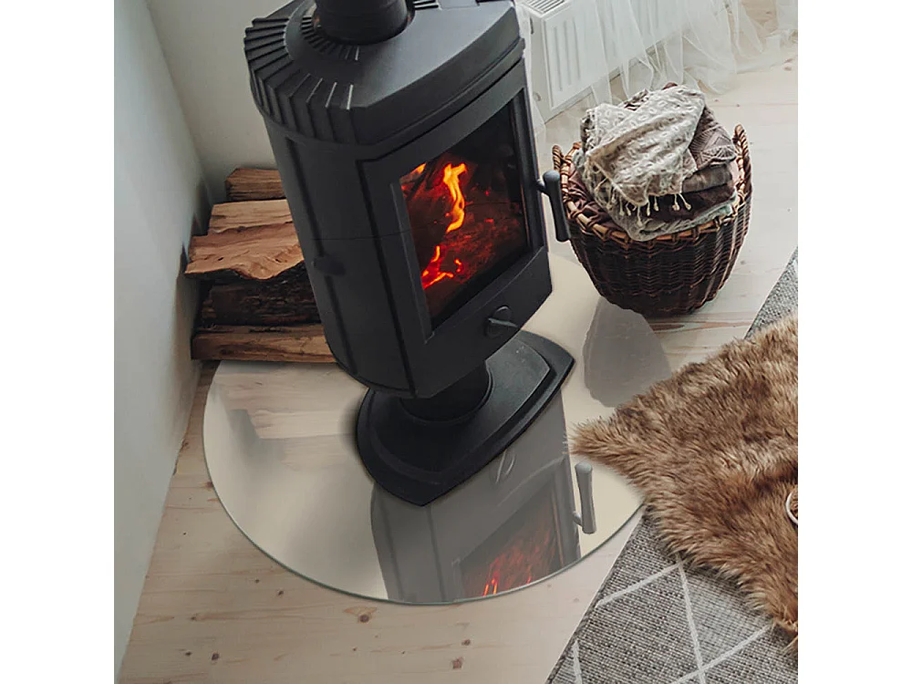 Glasplatte zum Schutz vor Funkenflug, Kaminauflage - Rad - 70X70 - Farbe Beige