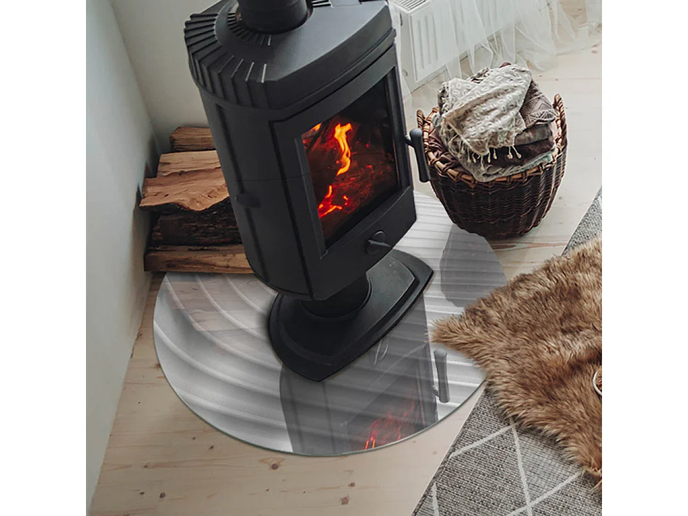 Plaque de sol en verre pour poêle - Roue - 70X70 - Des vagues de lignes délicates