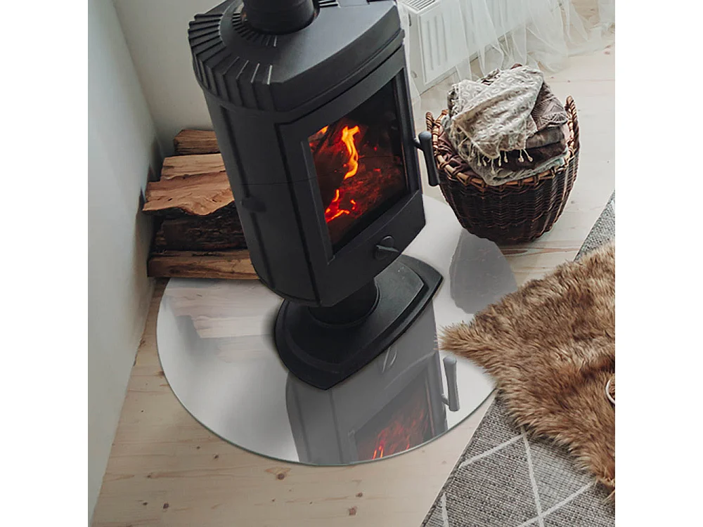 Glasplatte zum Schutz vor Funkenflug, Kaminauflage - Rad - 70X70 - Farbe Grau