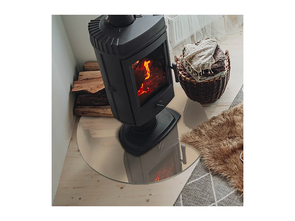 Glasplatte zum Schutz vor Funkenflug, Kaminauflage - Rad - 70X70 - Farbe Beige