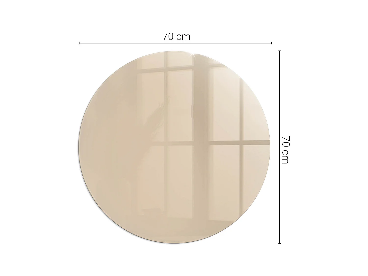 Glasplatte zum Schutz vor Funkenflug, Kaminauflage - Rad - 70X70 - Farbe Beige