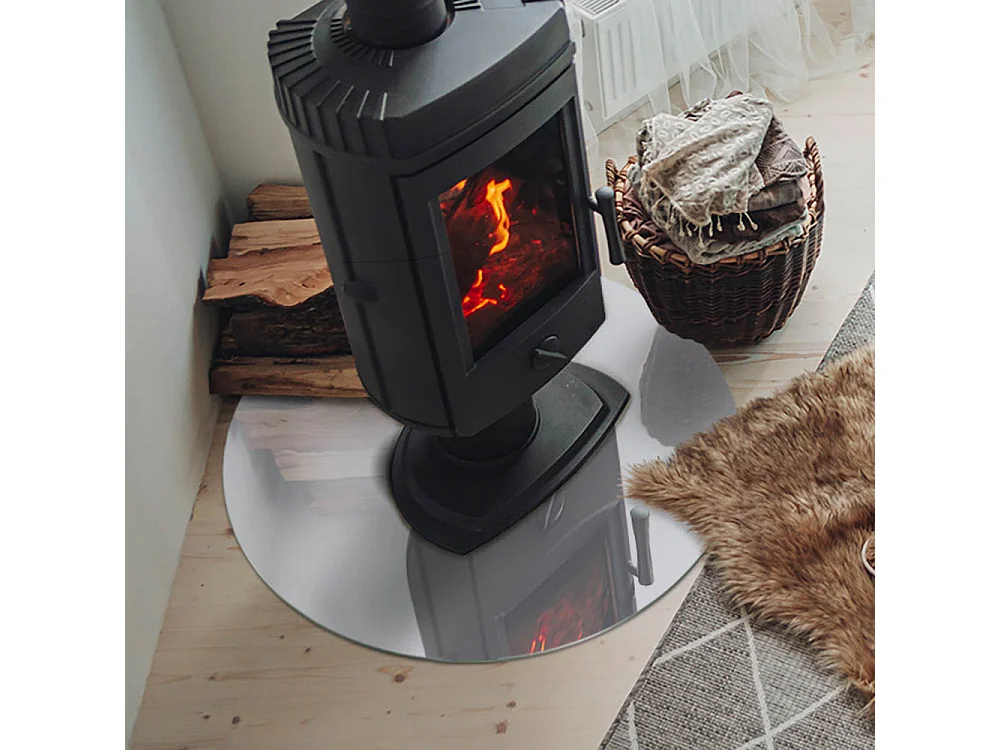 Glasplatte zum Schutz vor Funkenflug, Kaminauflage - Rad - 70X70 - Farbe Hellgrau